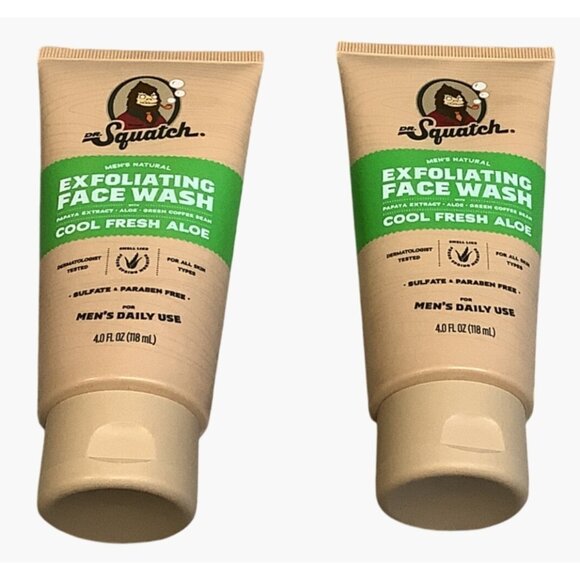 2 Dr. Squatch Exfoliating Face Wash Cool Fresh Aloe Mens Natural 4 Oz Tube - Picture 1 of 3